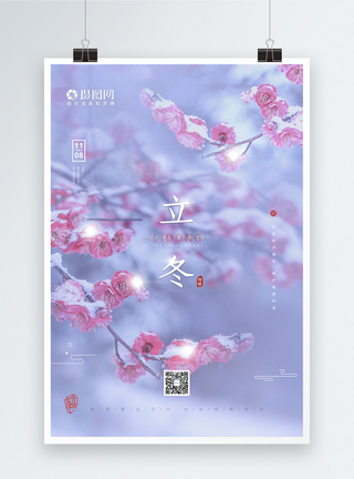 清新文艺立冬植物节气海报图片