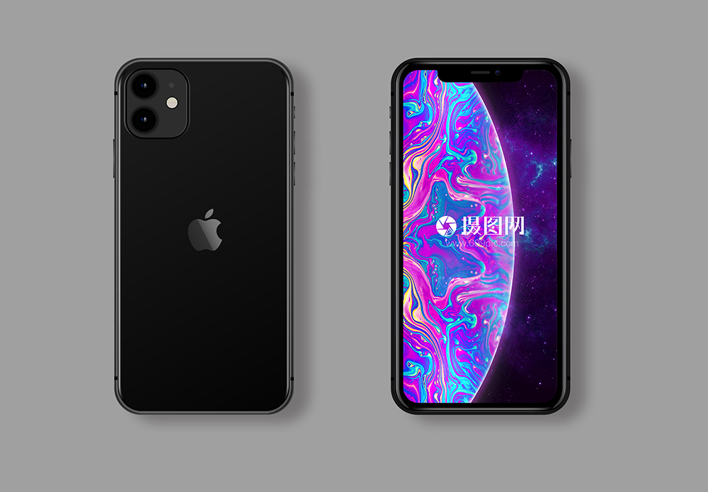 iphone手机模型正反黑色iphone11苹果手机样机模板