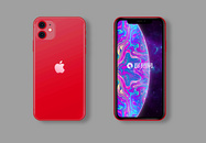 红色iphone11苹果样机图片