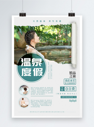 泡菊花茶温泉旅游促销海报模板