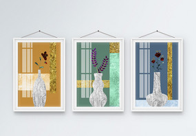 抽象花瓶花卉珐琅彩装饰画图片