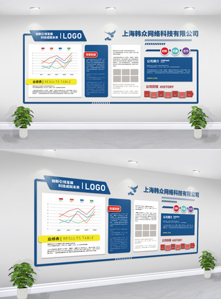 蓝色科技风企业文化墙图片