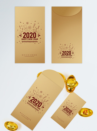 2020鼠年金色红包设计图片