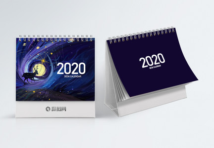 治愈插画风2020鼠年台历设计图片