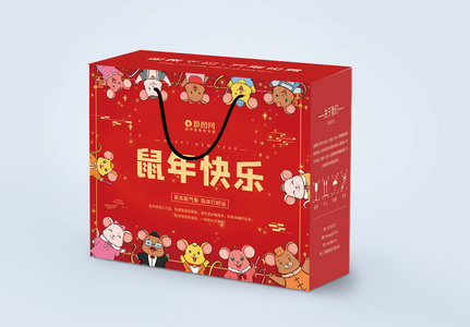 红色鼠年新年包装设计图片