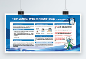 蓝色新型冠状病毒知识宣传栏展板图片