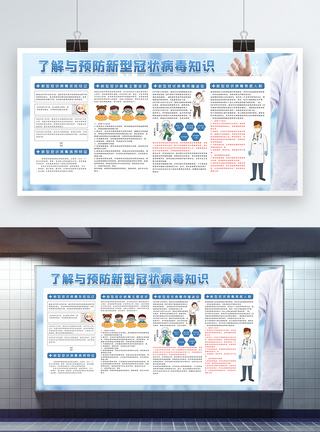 新型冠状病毒预防知识宣传展板模板图片