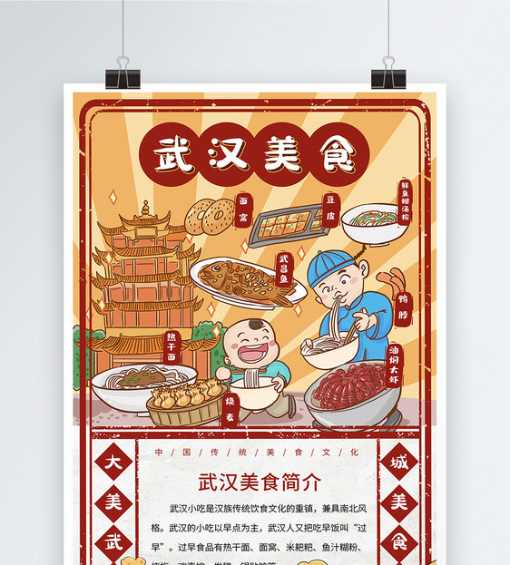 中国城市美食系列海报之武汉图片