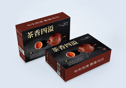 中国风茶香四溢茶道包装盒图片