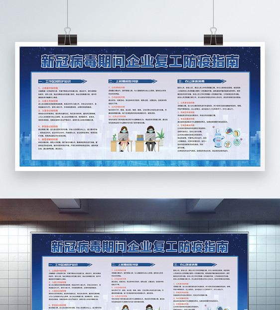 新冠疫情期间企业复工指南展板图片