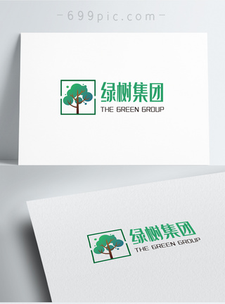 公益logo绿色大树植物logo设计模板