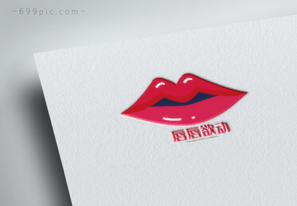 红色嘴唇口红logo设计图片