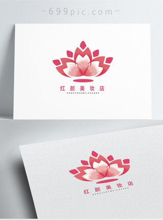 粉色几何红颜美妆店logo设计图片