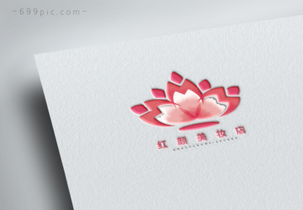 粉色几何红颜美妆店logo设计图片