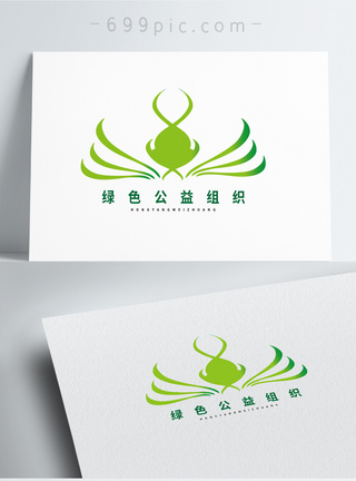 公益logo绿色几何形状logo设计模板