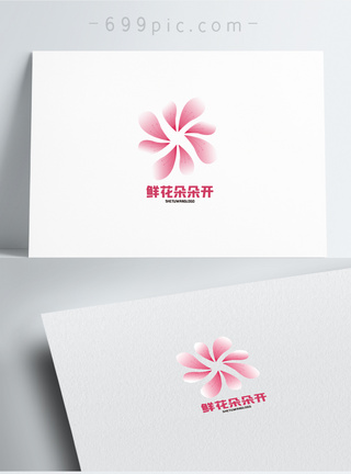 樱花手绘卡通手绘粉色浪漫花瓣logo设计模板