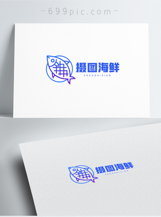 螃蟹logo水产海鲜店logo设计模板