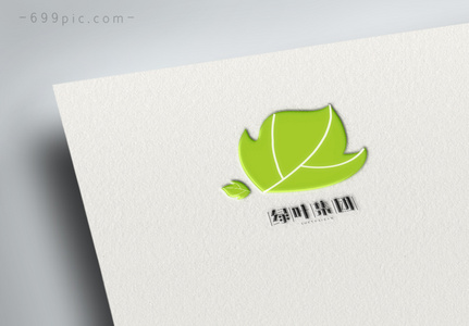 绿色简约树叶形状logo设计图片