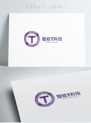 简约英文素材圆形T英文logo设计模板