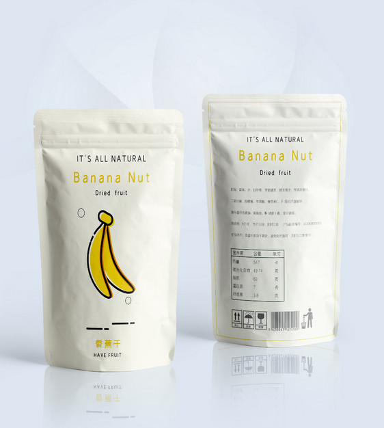 简约水果香蕉干包装设计图片