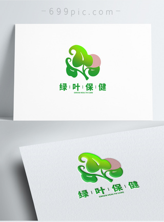 叶子logo绿叶形状图标logo设计模板