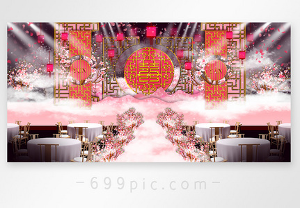 新中式粉色唯美婚庆效果图图片