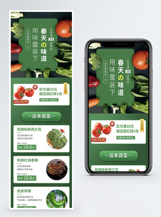 蔬菜美食超市蔬果配送H5营销长图模板