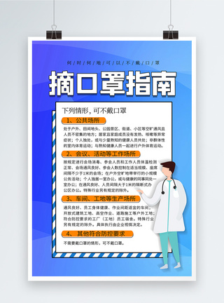 大气渐变色摘口罩指南海报模板