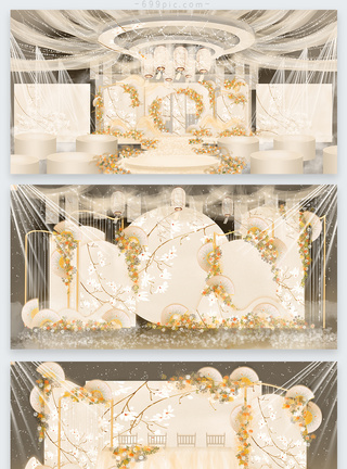 浴室柜效果图香槟色新中式婚礼效果图模板