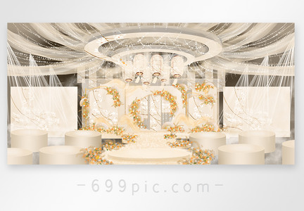 香槟色新中式婚礼效果图图片
