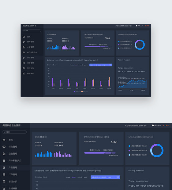 ui设计后台数据可视化web界面图片