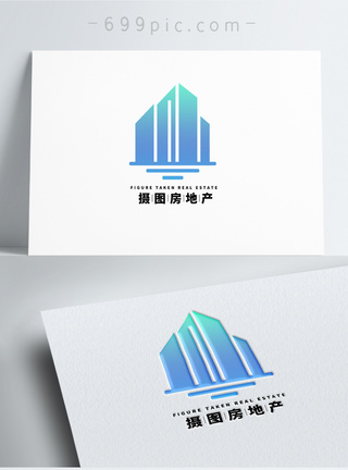 几何形状房地产高楼logo设计图片