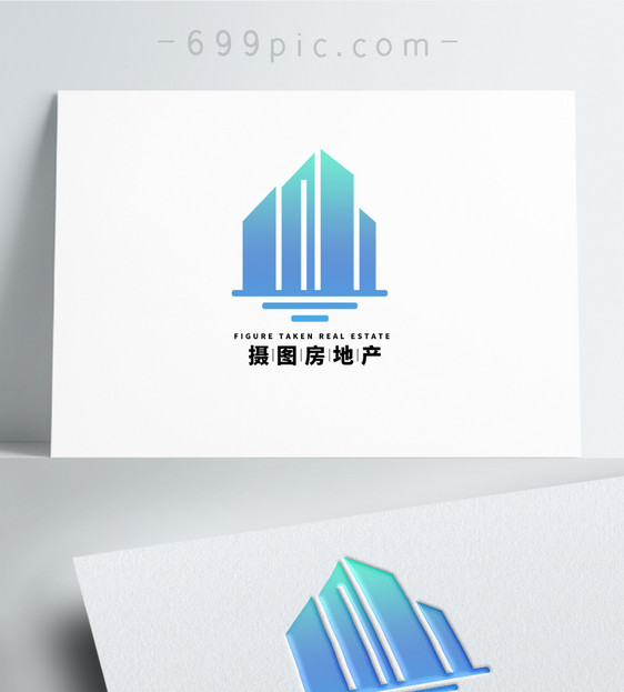 几何形状房地产高楼logo设计图片