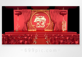 大红喜庆中式婚礼效果图图片