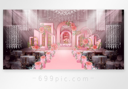 粉色唯美婚庆婚礼效果图图片