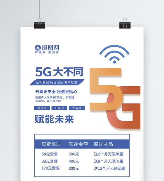 5G大不同资费套餐宣传海报图片