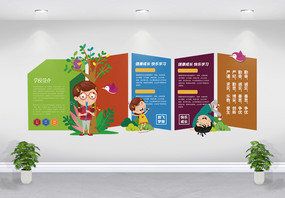 健康成长快乐学习幼儿园教育文化墙设计图片