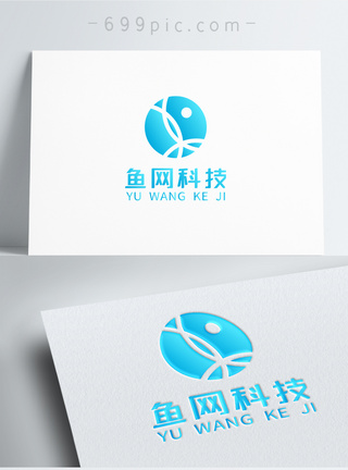 鱼logo蓝色渐变科技网络企业logo模板