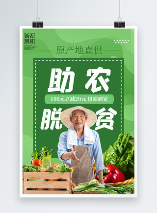 农产品绿色新鲜果蔬助力海报模板