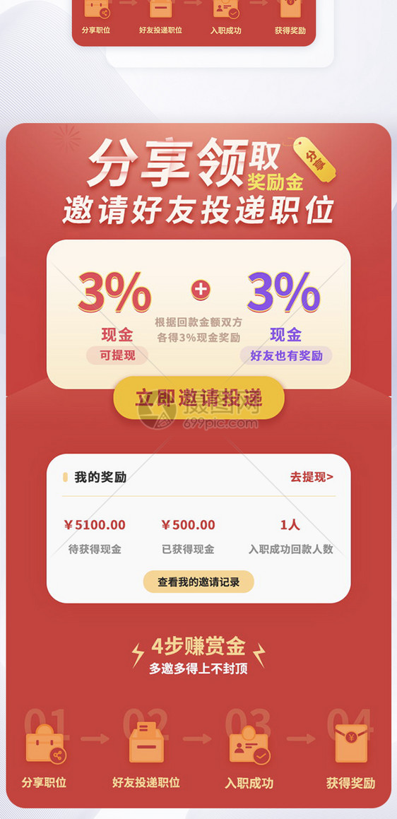 UI设计邀请好友得红包APP页面图片