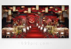 红金中式婚礼效果图图片
