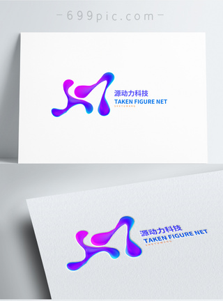 条形统计图漂浮科技创意流体渐变logo设计模板