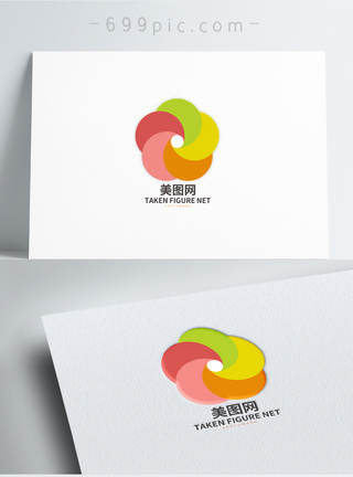 颜色碰撞彩色花朵形状logo设计模板
