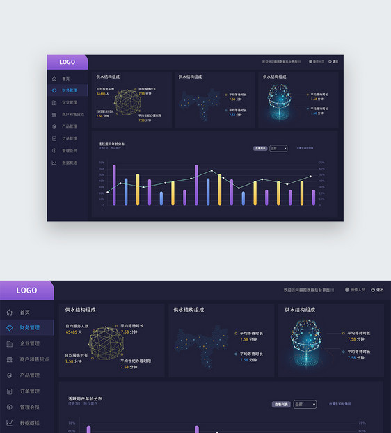 ui设计后台数据可视化web界面图片