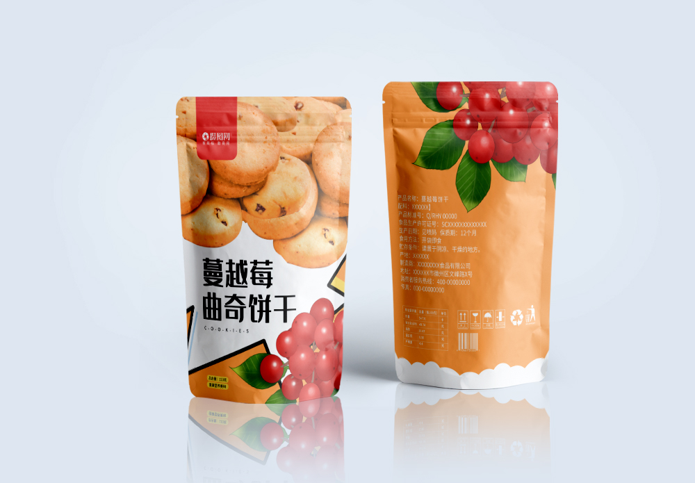 蔓越莓饼干零食包装袋设计图片素材