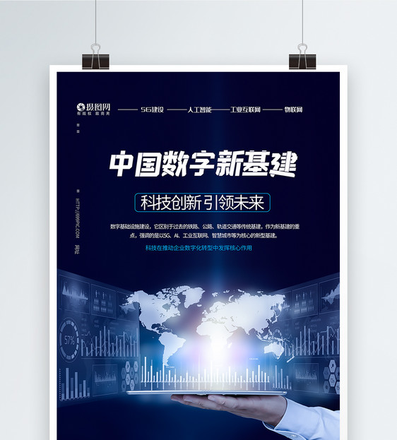 中国数字新基建科技海报图片