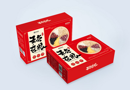 红色五谷杂粮包装设计包装盒图片
