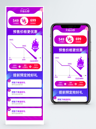 电商手机端模板618预售促销降价曲线关联图手机端模板模板
