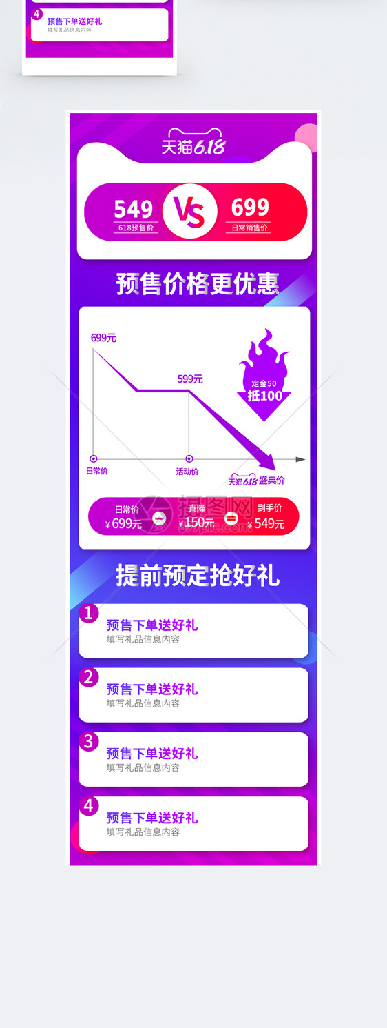 618预售促销降价曲线关联图手机端模板图片