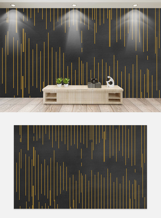 音频插头现代抽象金属音频图金色线条浮雕背景墙模板